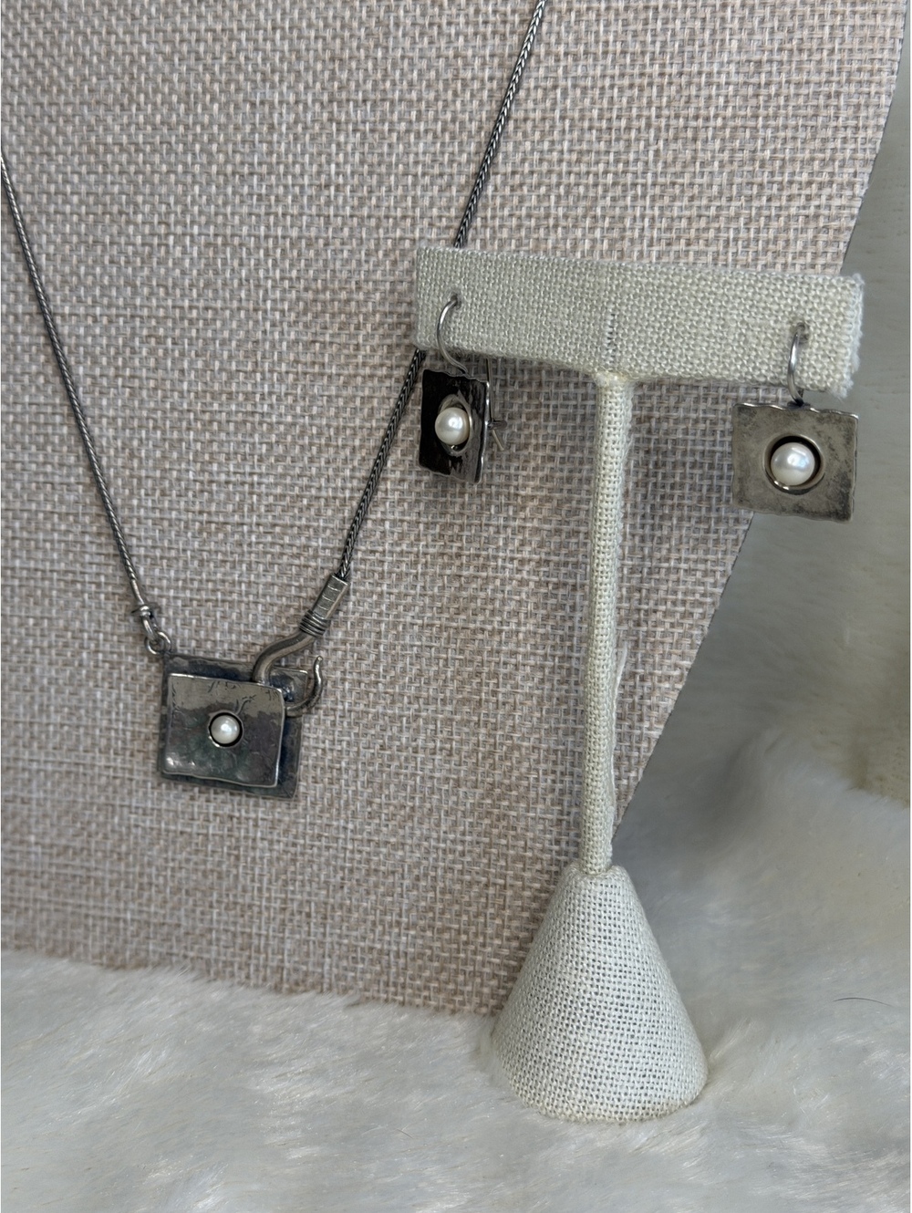 Rare Vintage Silpada "Didae" Pearl Necklace N0488 & Earrings W0506 2002/2004